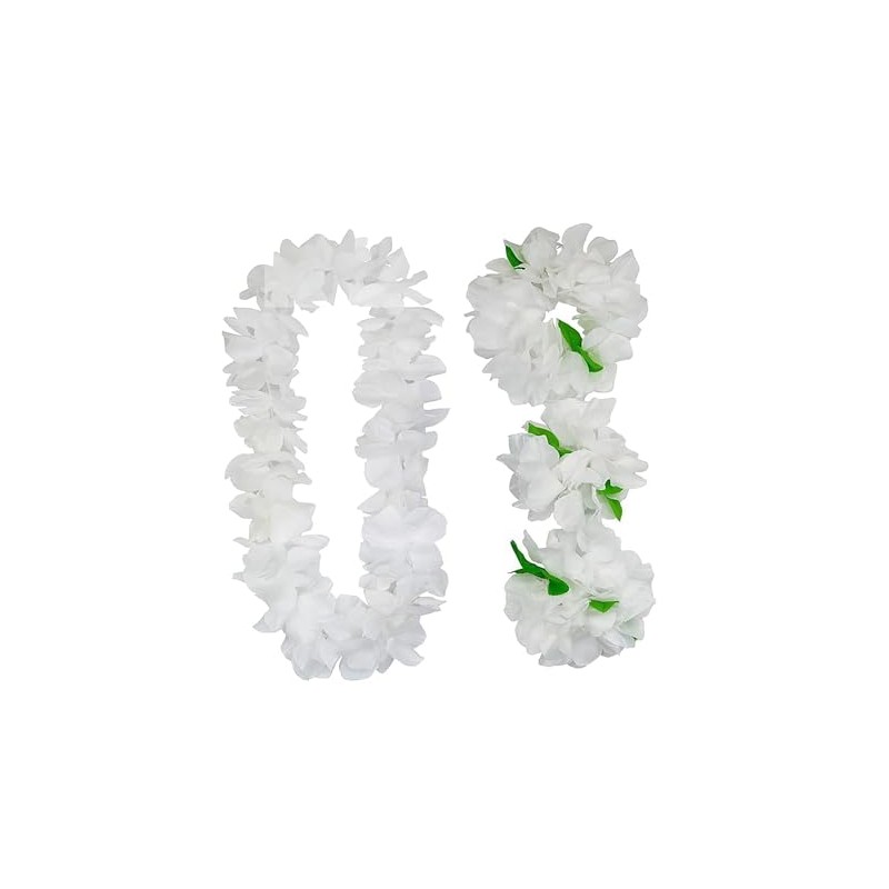 YIKANGHENG 4 Pcs White Artificial Flowers, Hawaiian Leis for Party,