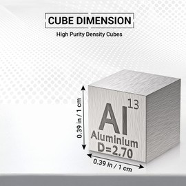 Aluminum Cube - Metal Element Cubes - Laser Engraved Density Cube set for a Periodic Table of Elements Collection - (Aluminum, 10mm)