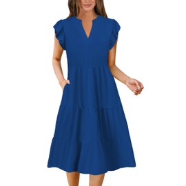 Summer Dresses for Women 2025 Elegant Classy Casual Graduation Plus Size Spring Midi Mother of Bride Boho Maxi Dress Fashion Vacation Seniors Formal Cocktail Clothes Blue Large