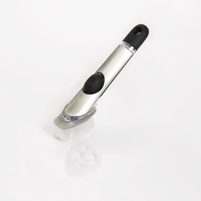 OXO Steel Soap Dispensing Dish Brush with 2 Dish Brush