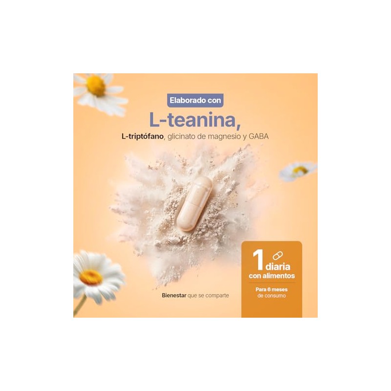 Life Teanina 180 Cápsulas Potenciada Glicinato Magnesio Gaba Manzanilla Descanso