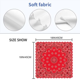 Yibeas Western Paisley Cloth Napkins Set of 4 Bandana Seamless Pattern with Red and White Ornaments Polyester Kitchen Dinner Napkins for Holiday Festive Wedding Decor 18 x 18 inch