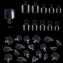 Foot Nail Tips, Transparent Fake Nails, 500 Pieces, Square Foot Nail Tips, Full Cover, False Nails, Clear, No Marks, Manicure, DIY Nails, Commercial Use, Practice, Plain, Transparent, Simple, Weddings, Parties, 10 Sizes