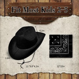 SeptCity Toddler Cowboy Hat and Bandana for Age 2-5 (Black)