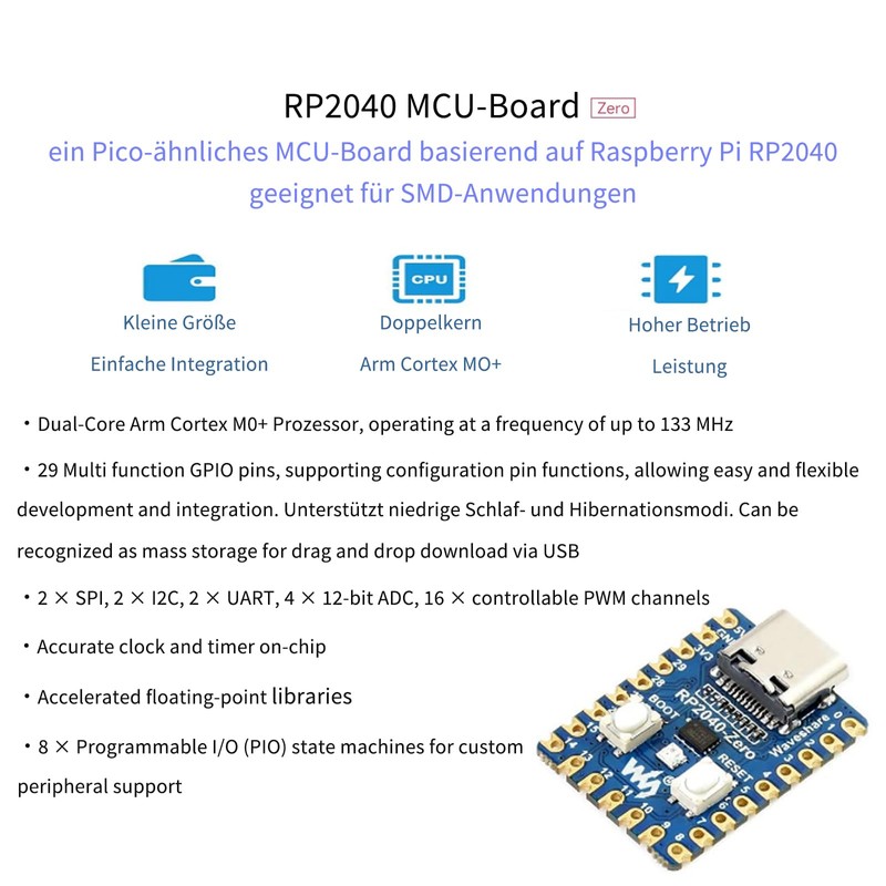 3 x RP2040-Zero, compact microcontroller development board, based on the