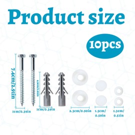 Toilet Fixing Kit, 10 Pcs Toilet Pan Floor Fixing Kit, Universal Toilet Fixing Bolts, Repair Toilet Seat Screws M6 X 70 mm, Toilet Seat Fastener Bolt Kit Accessories for Home Professional Maintenance