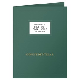 The Gallery Collection, 25 Count, Green, Confidential Pocket Folders, Gold Foil with Customizable Labels, for Professional Use (9 x 12)