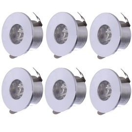 YODAVE Pack of 6 1 W Mini Recessed Spotlights Warm White Small Cut-Out Hole Size 2.5 ~ 3.5 cm with Transformer for DIY Dipslay Cabinet Lighting