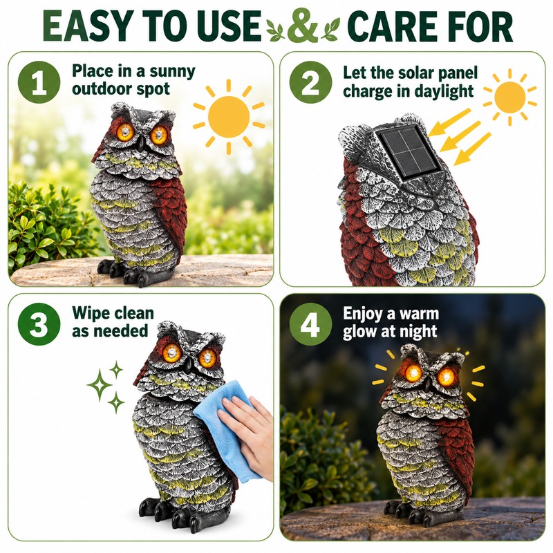 Solar Owl Bird Deterrent with Motion-Activated Sound & Flashing Eyes