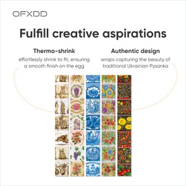 Egg Wraps Easter with Patterns 35 Pcs - Traditional Ukrainian Egg Decorating Kit - Easter Egg Wraps Ukrainian, Orthodox, Slavic - Thermo Heat Easter Egg Shrink Wrappers for Pysanky