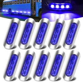 X-STYLE Side Marker Lamp, 4 LED 12 V, 24 V, Blue, Car Width Light, Rear Side Light, Signal Light, Truck, Trailer, Bus, Boat, General Purpose Mark Lamp, Set of 10 (Blue)