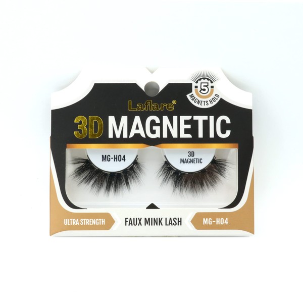Laflare 3D Magnetic Eyelashes, Natural Looking, Reusable, Ultra Strength Faux
