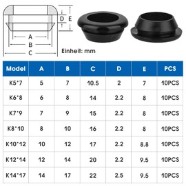 TYBYBB 70 Pieces Cable Grommet Waterproof Rubber Grommet 7 Sizes Rubber Grommet Set Black Grommets for Cable Grommets Cable Grommets Rubber Plugs (5/6/7/8/10/12/14 mm)