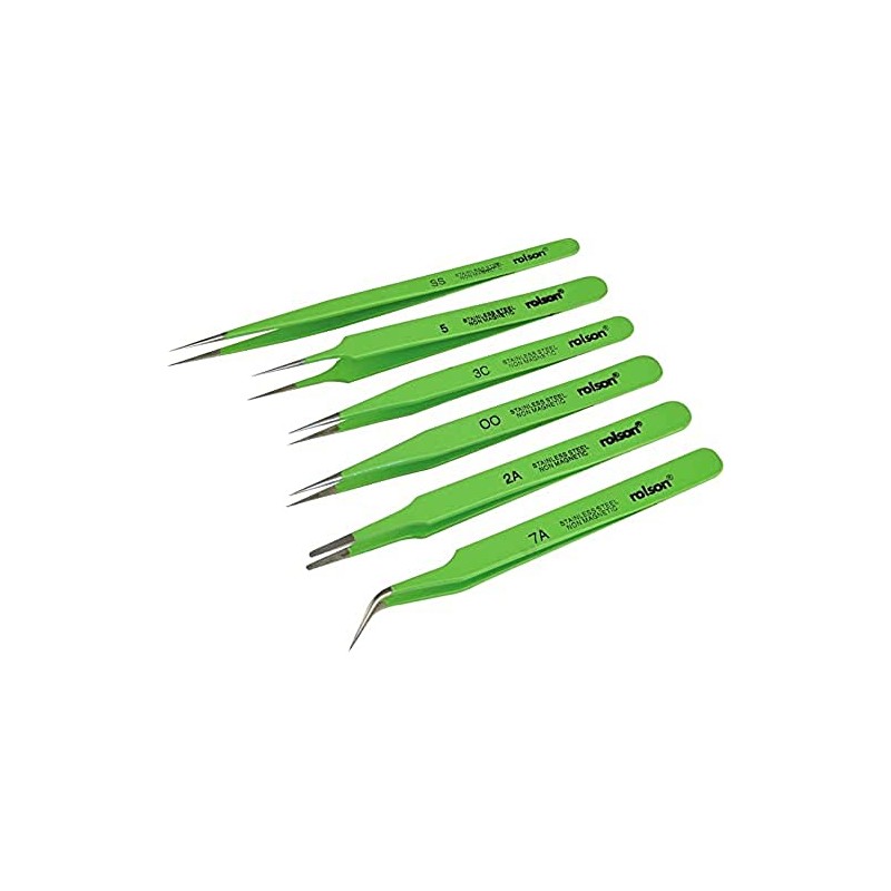 Rolson 59102 6 pc Epoxy Coated Tweezers