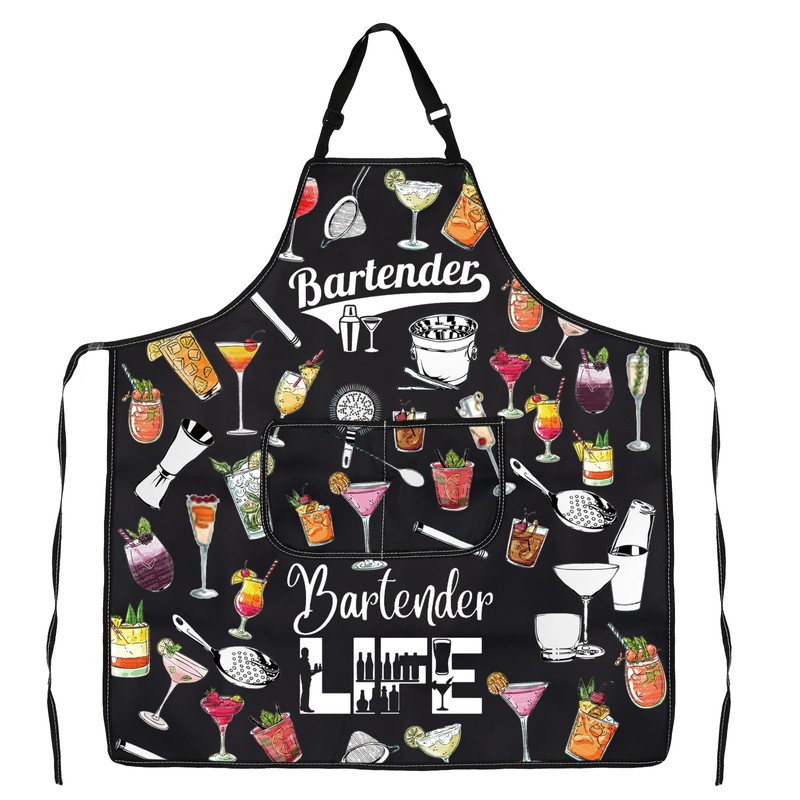 ENSIANTH Bartender Aprons with Pockets Bartender Gifts for Cocktail Lovers