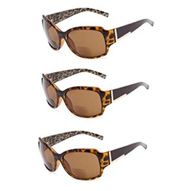 3 Pair Oversized Jackie O Style Bifocal Sunreaders Sunglasses Tortoise Frame (Tortoise, 1.75)