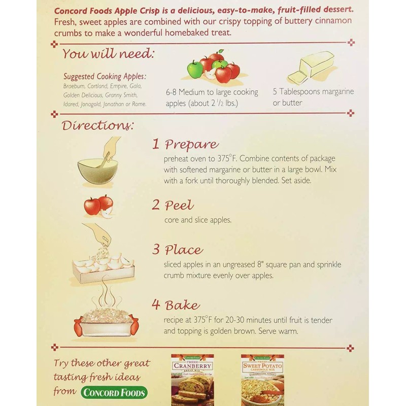 Concord Foods Apple Crisp Mix Value Pack 4 Boxes Easy