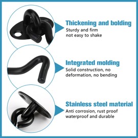 Storm Hook Stainless Steel Perfect Black SRLWMYI High Quality Robust Storm Hook with Eyelet, for Wooden Doors, Shutters, Barns, Garden Gates and Much More, Complete Set with Mounting Screws