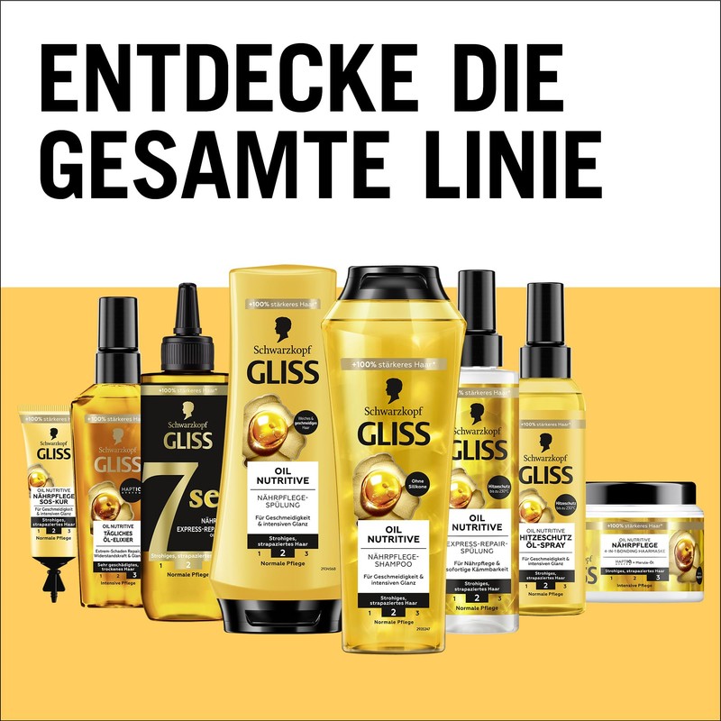 Gliss Conditioner Oil Nutritive (200 ml), Conditioner Intensively Nourishes Straw,