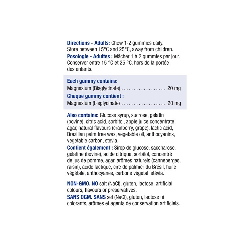 Jamieson Magnesium Gummies - Cranberry Grape Flavour, 60 Count (Pack