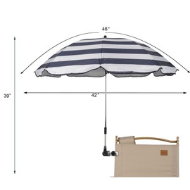 GRANDMEI Chair Umbrella with Clamp,46 inches UPF 50+ Clip on Parasol for Patio,Beach Chairs,Strollers,Wheelchairs,Golf Carts (D-Blue Stripe)