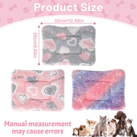 3 Packs Small Animal Bed Mat Guinea Pig Bed, 32x25 CM Washable Warm Fluffy Hamster Beds Guinea Pig Beds Mat Puppy Blanket for Rabbit Hamster Bunny Sleeping