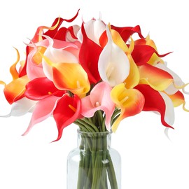 SITUMEIZI 24 PCS Artificial Calla Lily Fake Flowers Assorted Colors Silk Flower Real Touch for Home Kitchen Decor Wedding Bouquet Office Decoration