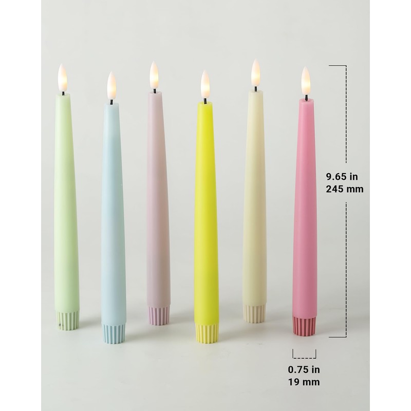 Stmarry Multicolored Pastel Flameless Taper Candles with Remote and Timer,