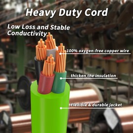 PlugSaf 15FT 30 Amp Generator Extension Cord 4 Prong, NEMA L14-30P/L14-30R 10 Gauge STW 125/250V Twist Lock Generator Cord Heavy Duty, Green ETL Listed