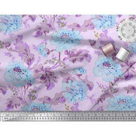 Soimoi Cotton Canvas Fabric Leaves & Floral Artistic Printed Fabric 1 metre 42 Inch Wide