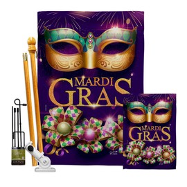 Masquerade Mardi Gras Garden House Flags Kit Springtime Carnival Festival Celebration Season Holiday French Small Decorative Gift Yard Banner Double-Sided Made In USA 28 X 40