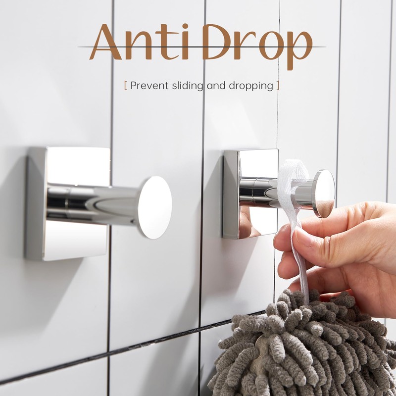 KOKOSIRI Robe Hooks for Bathroom Chrome Kitchen Hooks Hanging Hand