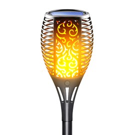 LazyBuddy Solar Torch Light with Flickering Flame, Large Solar Fire Lights Outdoor, Festival Landscape Decoration Lighting Security Tiki Torches for Garden, Pathway, Lawn, Auto On/Off Dusk to Dawn