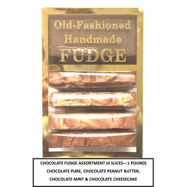 Milkylicious Old Fashioned Handmade Smooth Creamy Fudge - Chocolate Fudge Assortment Box (4 Slices - 1 Pound) | Kettle Cooked & Individually Wrapped in USA in Small Batches for a Rich Delicious Taste