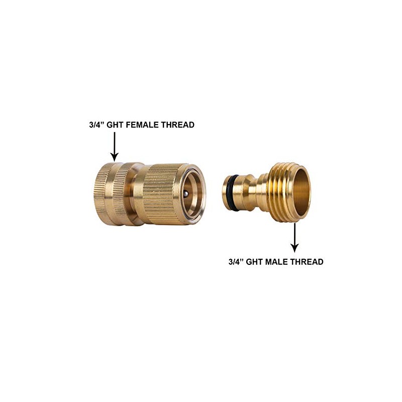 HQMPC Solid Brass Garden Hose Quick Connectors - 4 Sets