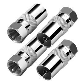 RLMVGBX TV Aerial Connector F Male to TV Female TV Aerial Socket Coax Adapter for Aerial Cables Satellite Cables 9.5TV Female to F Type Connector 4Pcs