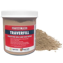 StonePro Traverfill - Travertine Repair - Fills smalls pits, holes & voids in travertine & limestone (Dark 1 lb)