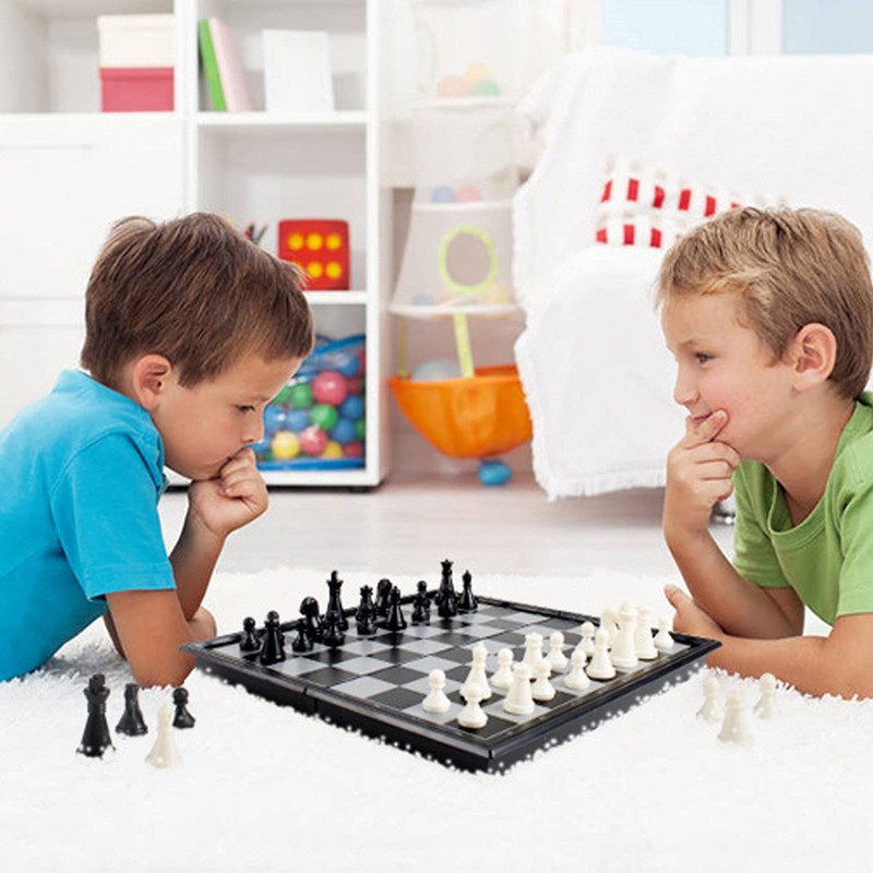 Chess Game - 32cm Chess Board Set-Black and Whit Pieces