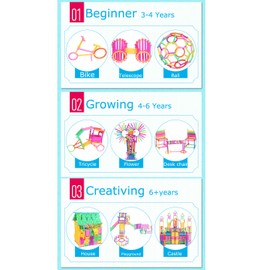 LONTG Construction Building Blocks Smart Bar Set Assembling 3D Puzzle Toys Kit with Interlocking Sticks Geometry Intelligent Learning Education Toys with Toy Storage Box