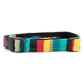A Tail We Could Wag Side Release Dog Collar - Handmade Guatemalan Cotton Weave with Colorful Patterns & Quick Release Buckle | at The Beach | Catalina, Medium