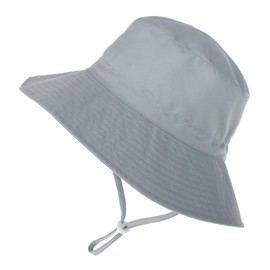 Sombrero de sol ajustable para bebé, playa, natación, UPF 50+, protección para niños, transpirable, de ala ancha, Gris, 3-7 Años
