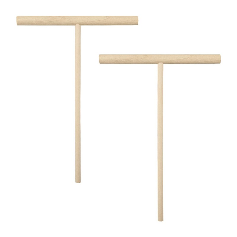 2Pcs Crepe Spreader, Jagowa T-Shape Natural Wooden Stick Pancake Maker