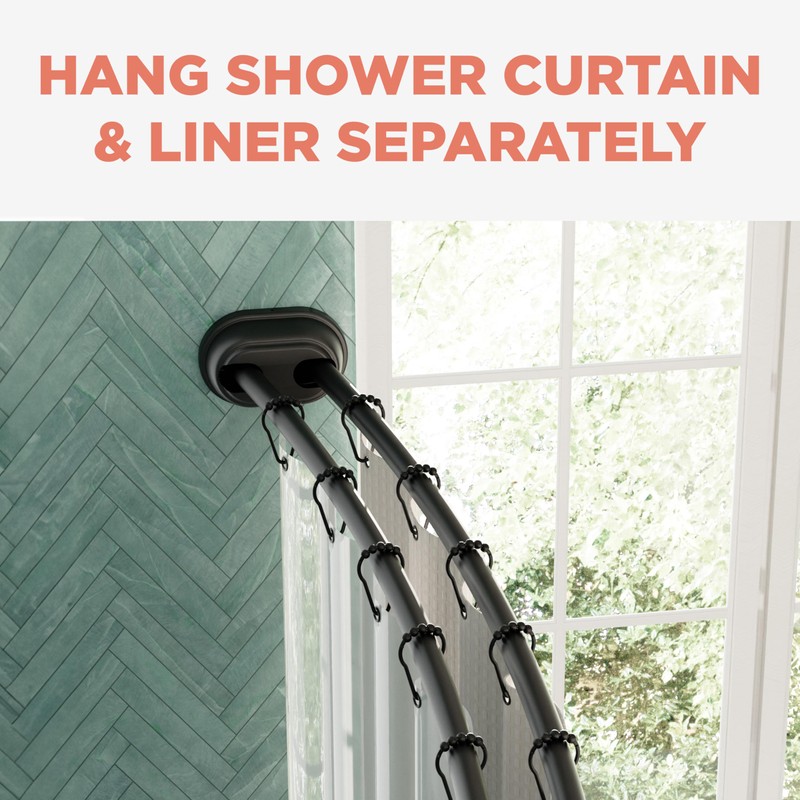 Zenna Home Rustproof Double Curved Shower Curtain Rod, No Drill
