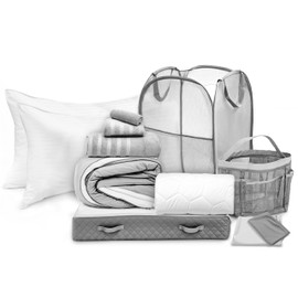 Hearth & Harbor Complete Dorm Room Set, Twin XL Comforter Set, Sheet Set, Mattress Protector, Towels and Organizers - All Dorm Accessories Included