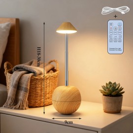 Modern Tumbler Weight Design USB Rechargeable RGB Desk Lamp Height Adjustable Touch Night Lights Bedroom Bedside LED Table LampBody color: Wood, Lamp Power(W): 3, Plug Type: Usb