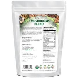 Z Natural Foods Z Natural Foods Organic 7 Sacred Mushrooms Blend - Mushroom Powder for Immune Health - Lion's Mane, Cordyceps, Chaga, Red Reishi, Shiitake, Maitake & Turkey Tail Extract for Coffee, Smoothies, 7 oz