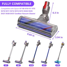 Upgrade Anti-Tangle Replacement Vacuum Head for Dyson V7, V8, Cyclone V10, V11, V15 Cordless Vacuum Cleaners, Quick Release Motor-Head Brush Roller for Dyson Vacuum Attachments Parts