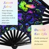 Rave Folding Fan,Large Rave Clack Folding Hand Fan UV Glow