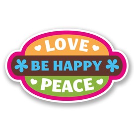 2 x 10cm Love Peace Be Happy Vinyl Decal Sticker Laptop Surf Flower Girls #5656 (10cm Wide x 6cm Tall)
