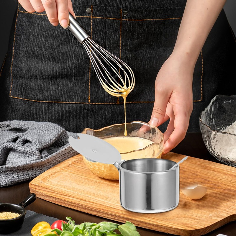 Alipis Compact Condiment Canisters Pots Set Stainless Steel Sugar Bowl